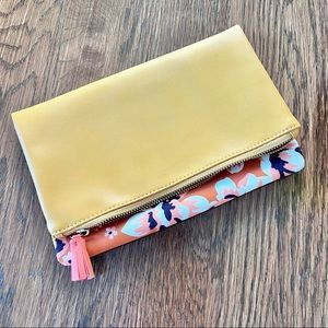 Rachel Pally Reversible Clutch. Mustard and Floral Print. Pristine condition.